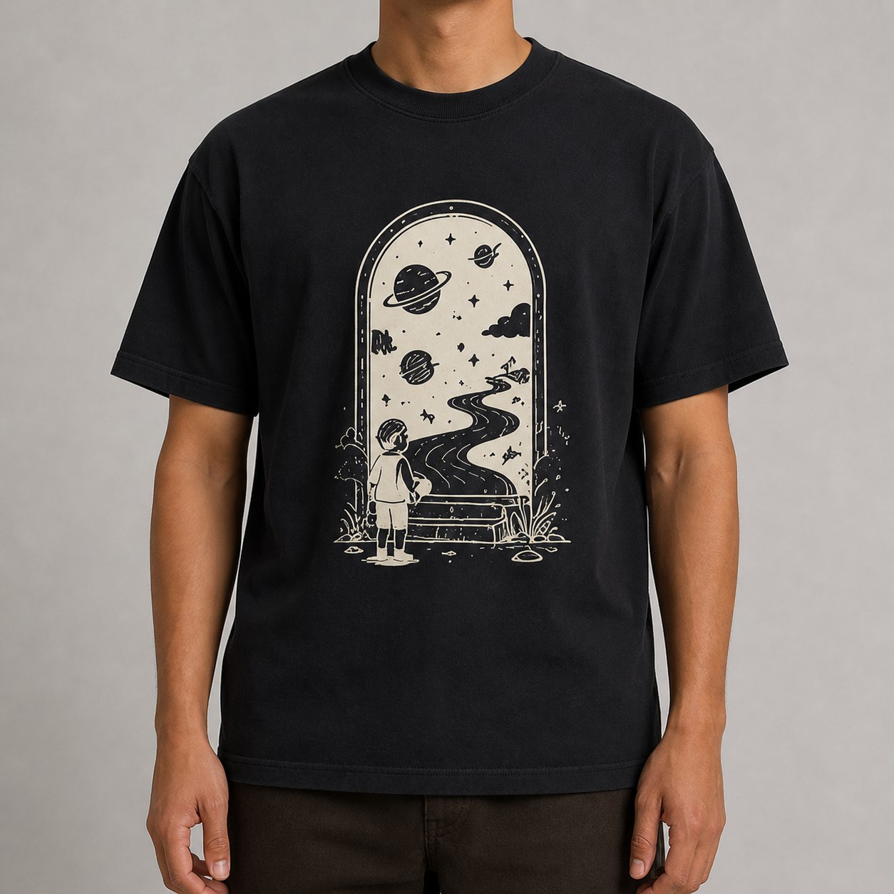 Wayfinder black unisex T-shirt mockup